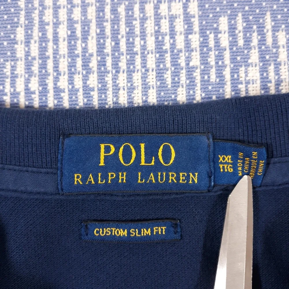 Polo Ralph Lauren Polo Shirt Mens 2XL Slim Fit Red White Blue Ombre USA Pony